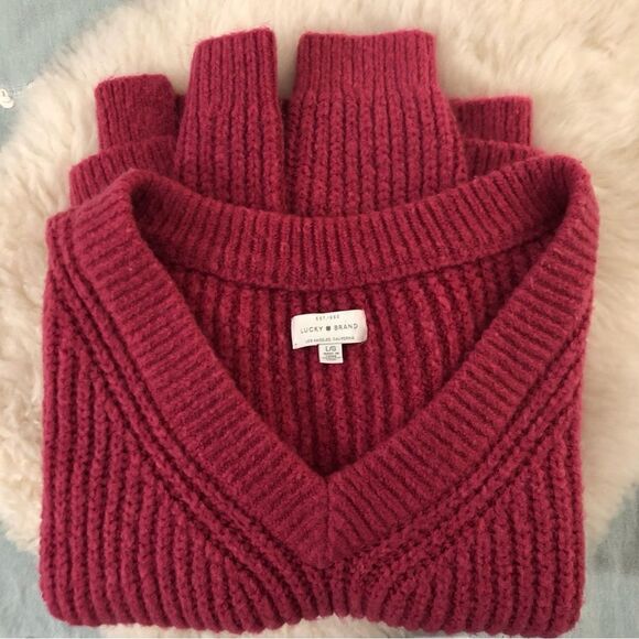 Lucky Brand Chunky Knit Sweater Mauve Pink Size Large - Picture 7 of 7
